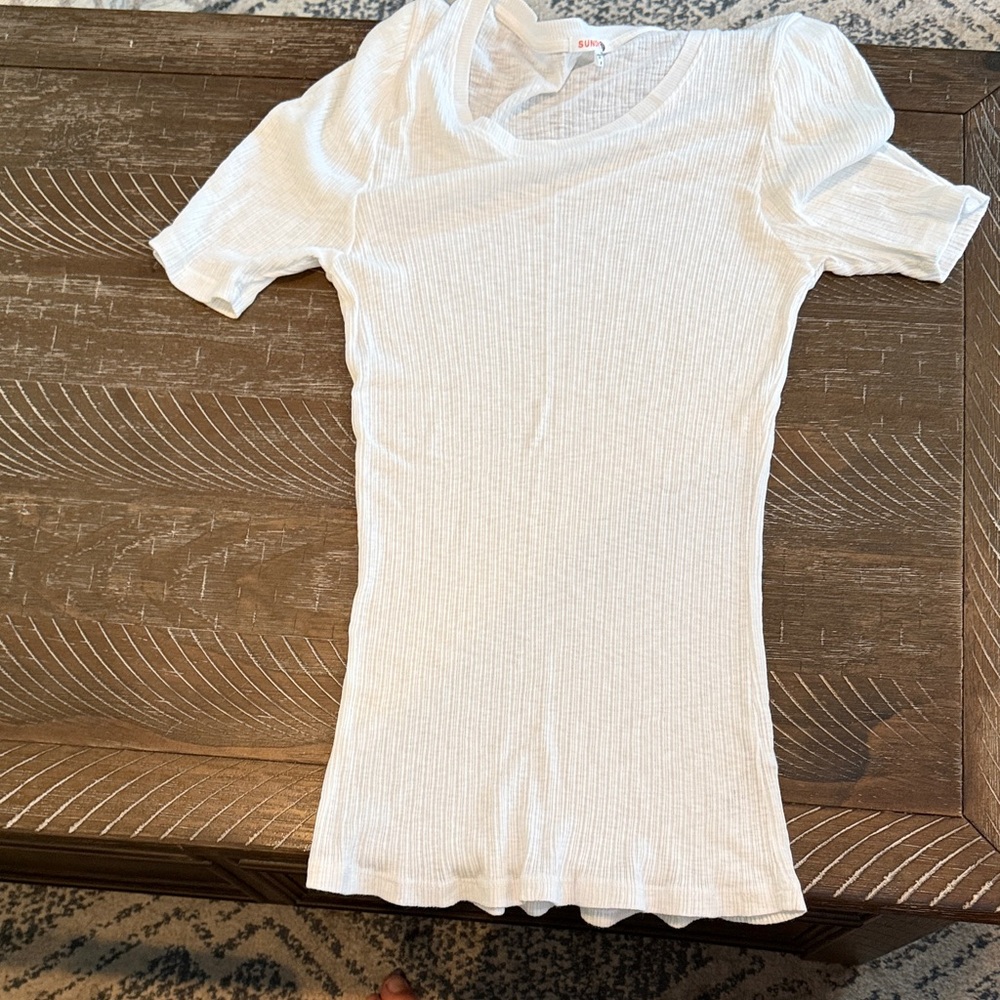 White Ribbed Women's Top